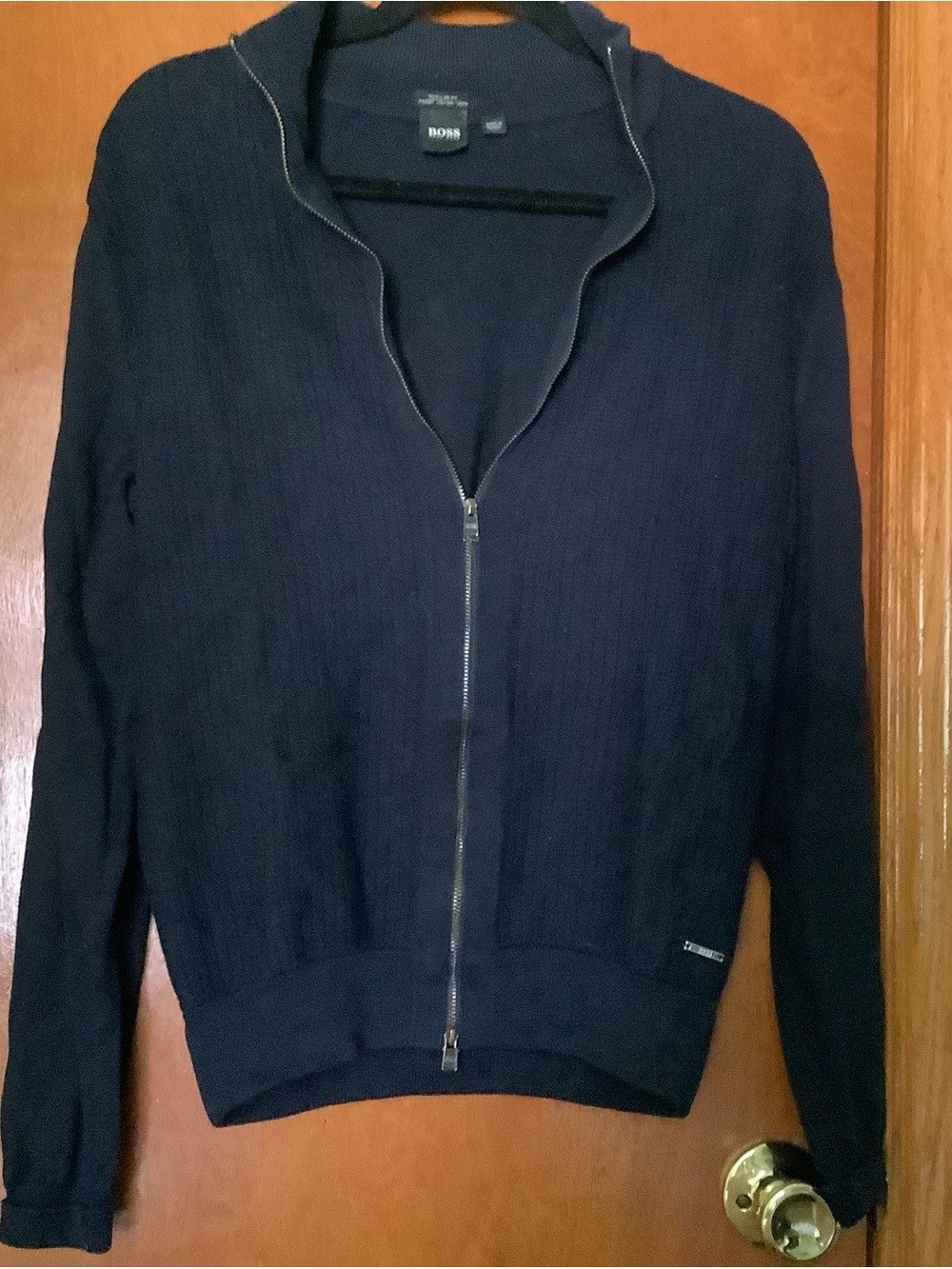 BOSS Navy Full-Zip Knit Jacket